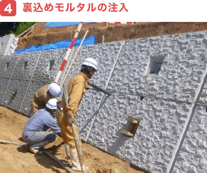 裏込めモルタルの注入